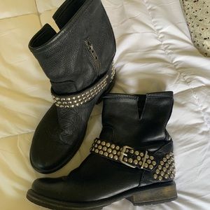 Leather Moto-Style Boots